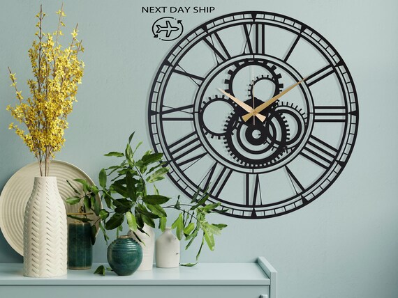 Modern Large Silent Metal Wall Clock Unique Black Oversized Canada - Large Metal Wall Clock Canada Modern Large Silent Metal Wall Clock Unique Black Oversized Canada - Large Metal Wall Clock Canada