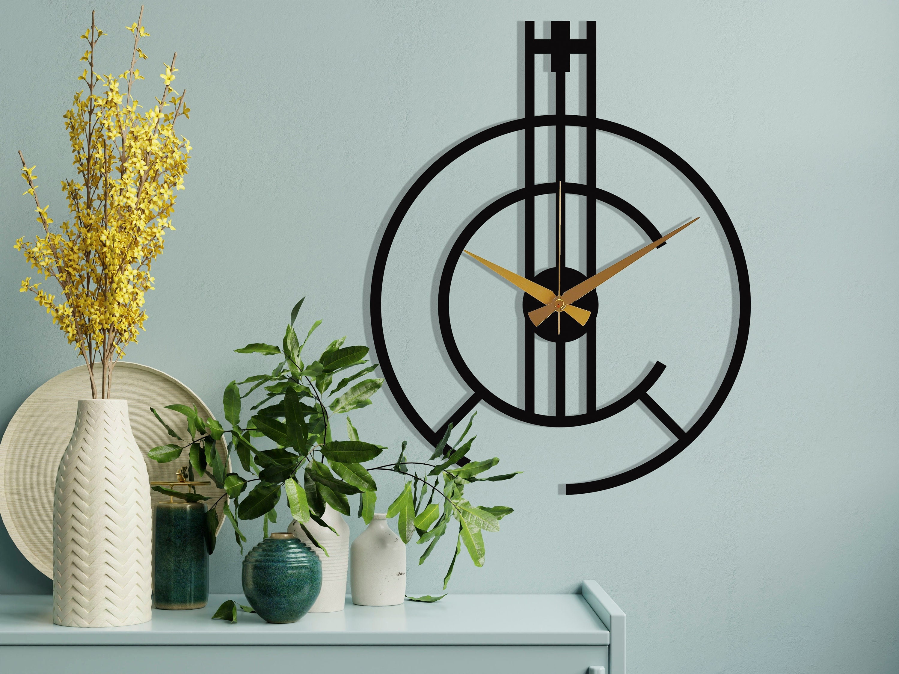 Horloge Murale Surdimensionnée Noire Minimaliste, Horloge Silencieuse Unique, Grandes Horloges Moder