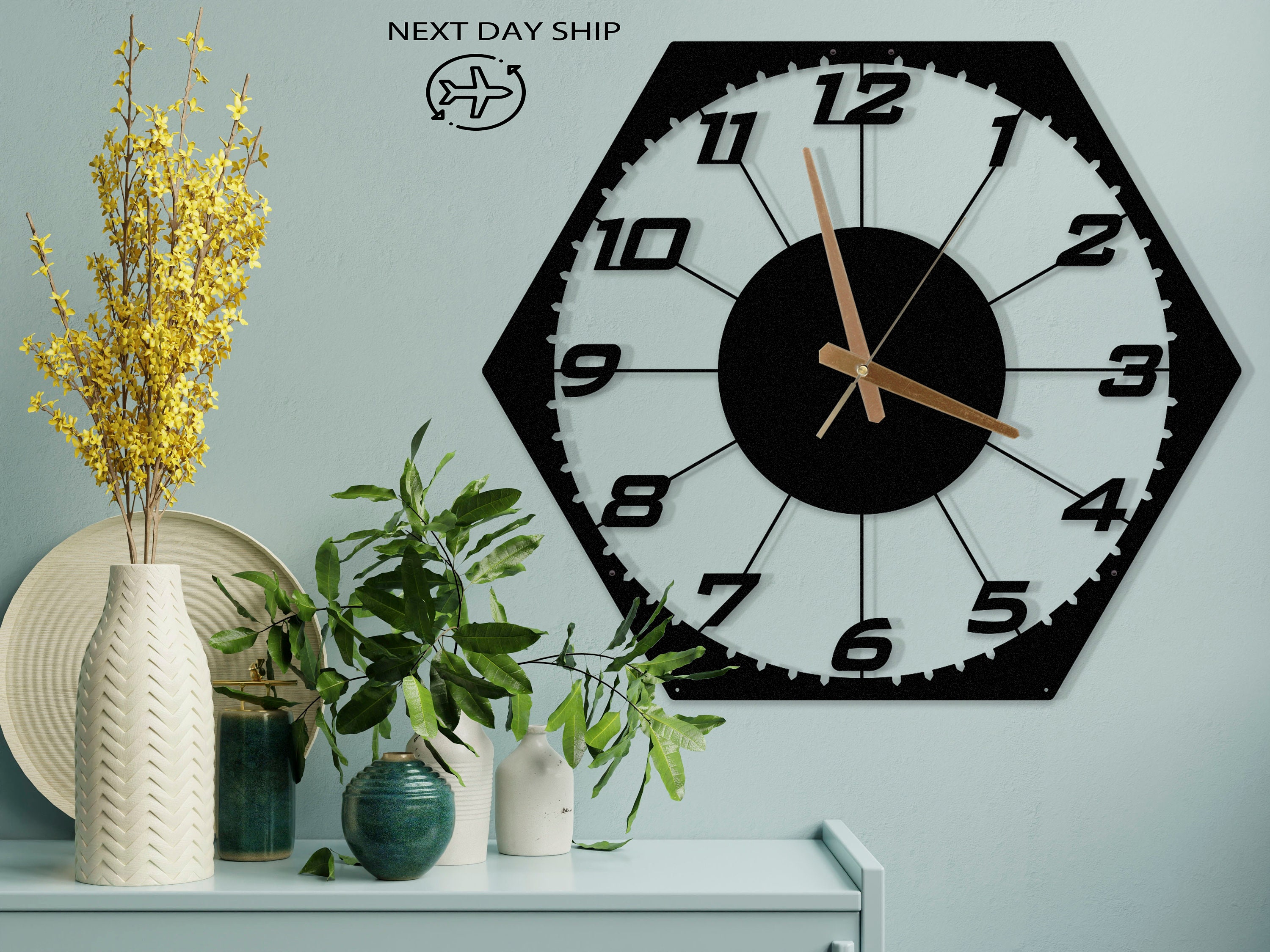 Horloge Murale Surdimensionnée Moderne Noire, Horloge Silencieuse Unique, Grandes Horloges Modernes 