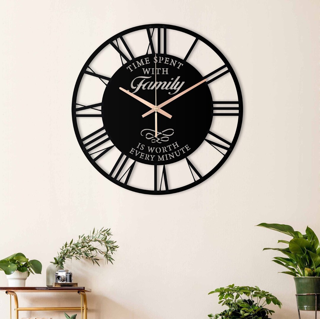 Family Wall Clock Decorative Clock Metal Wall Clock Etsy