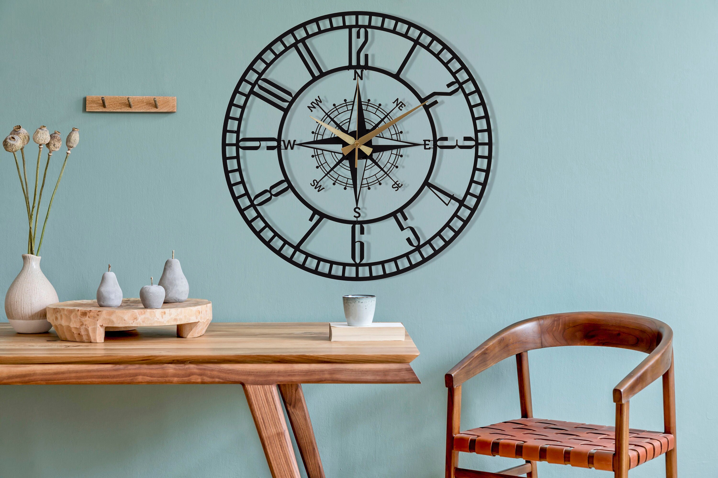 Modern Large Silent Metal Wall Clock/Unique Black Oversized Etsy