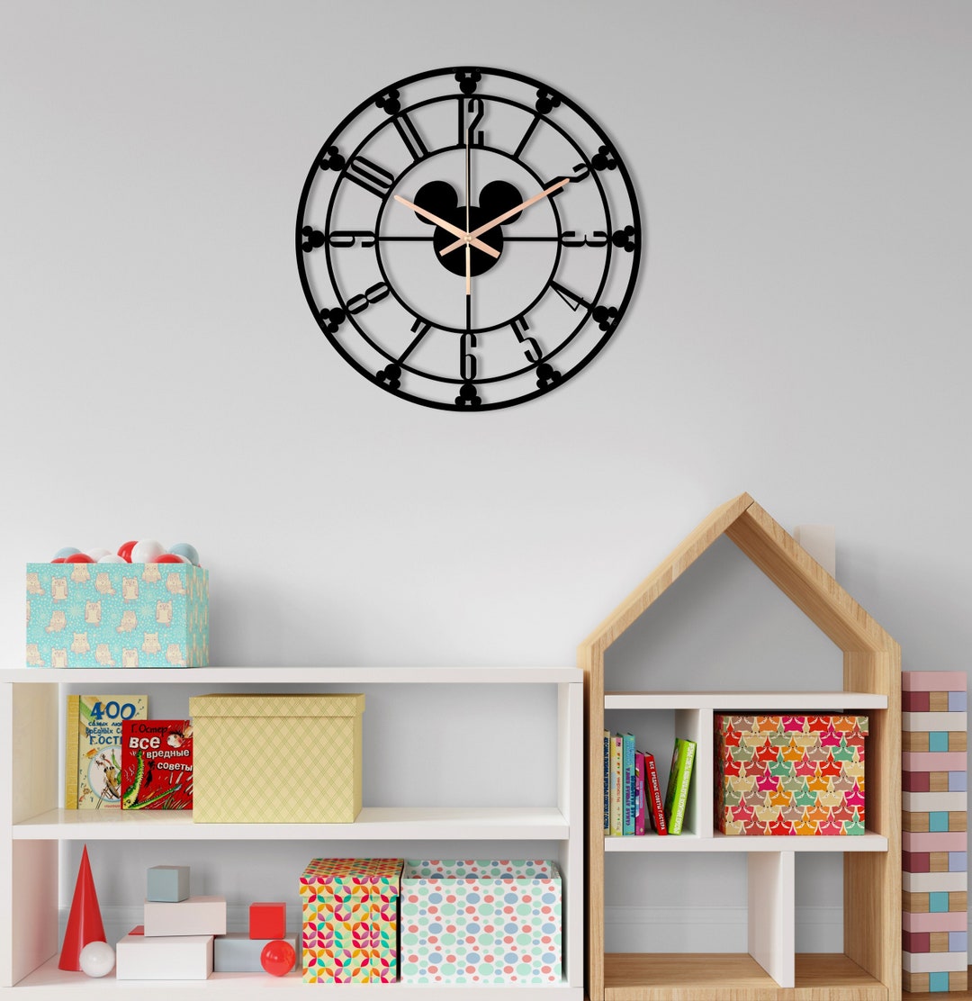 Disney Inspired Kids Room Wall Clock, Mickey Mouse Wall Art Decor