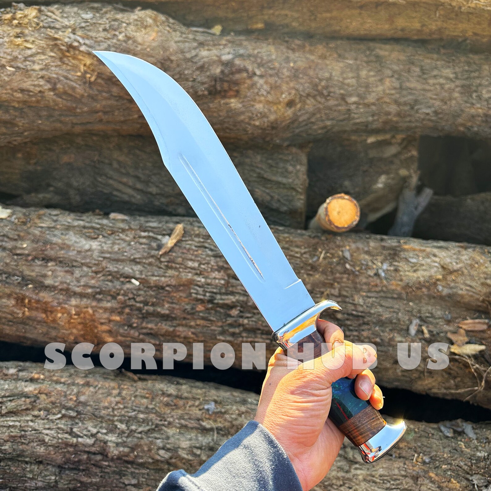 Premium Custom 440C Steel Hunting Knife with Rosewood Handle main image 1