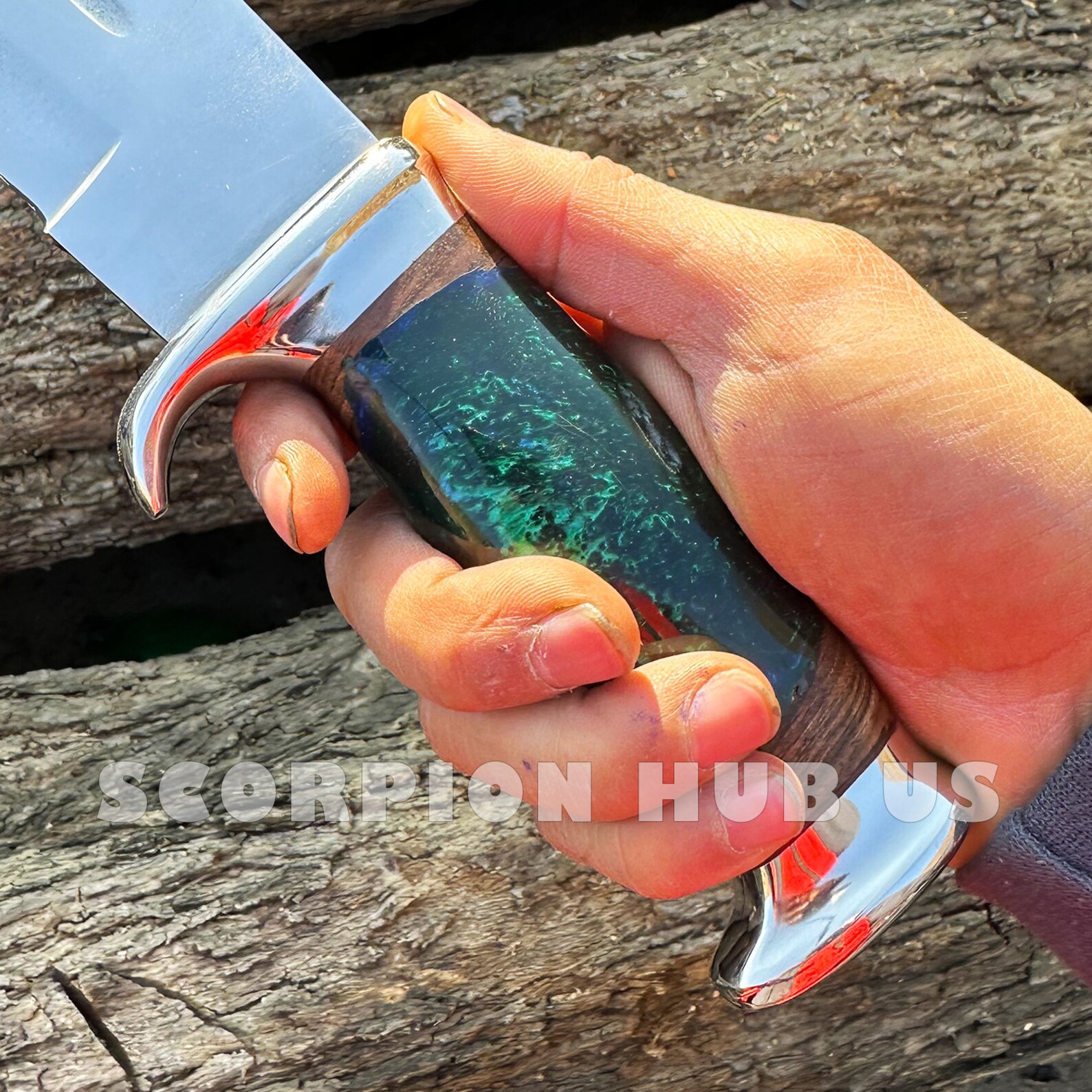 Premium Custom 440C Steel Hunting Knife with Rosewood Handle