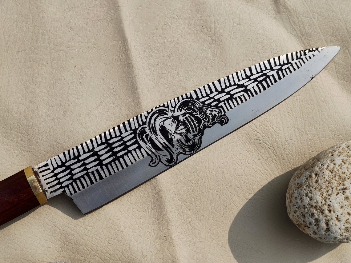 14.5 Engraved Knife Kitchen Knife Japanese Style Etsy