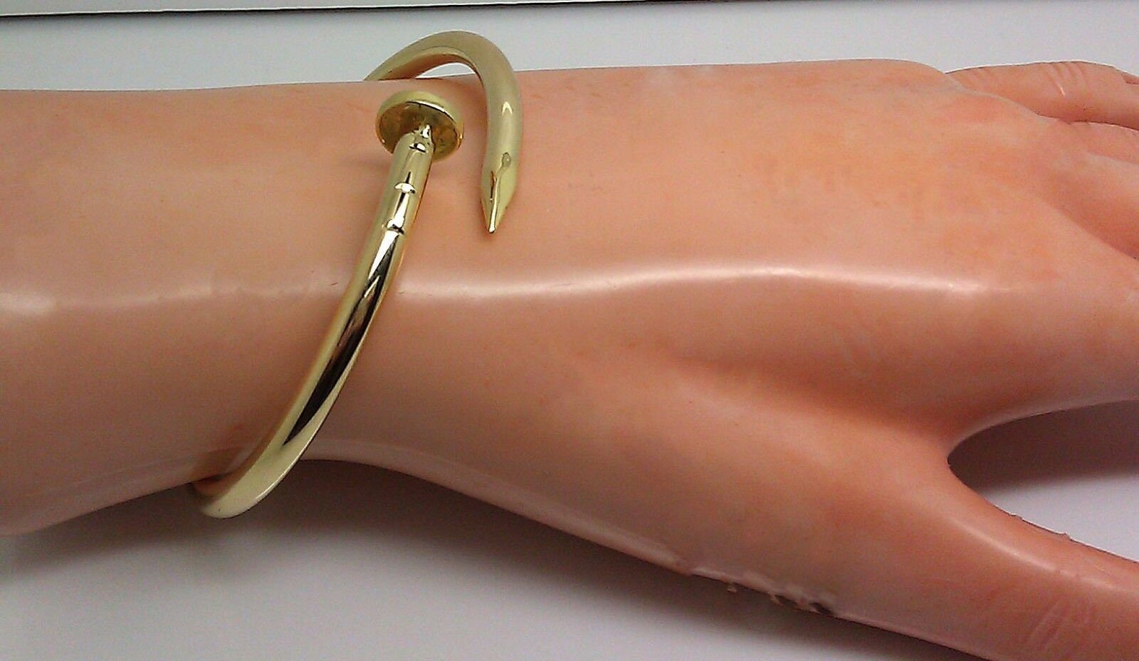 Genuine 18K Yellow Gold Nail Bangle Bracelet For Men Women Etsy