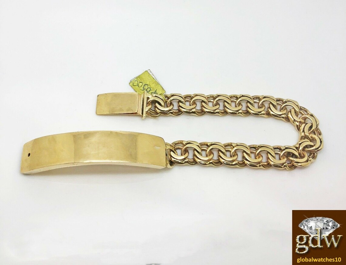 10K Yellow Gold Chino Link Id Bracelet For Men 8 Inch Solid Etsy