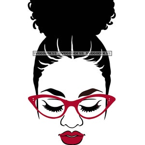 Mooie vrouw gezicht het dragen van mode bril make-up model lippenstift zwart meisje magie SVG JPG PNG vector clipart Cricut silhouet snijden snijden
