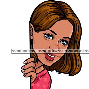 Weiße Frau Side View Peeking Peek A Boo Schöne Young Lady Diva Queen Gerade Frisur JPG PNG Designs Cricut Silhouette Cut Cutting