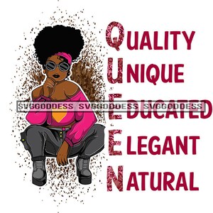 Afro Woman Quality Unique Educated Melanin African American Nubian Black Girl Magic SVG JPG PNG Vector Clipart Cricut Silhouette Cut Cutting