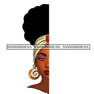 Afro Woman Turban Headband Hair Quotes Powerful Nubian Melanin Black Girl Magic SVG JPG PNG Vector Clipart Cricut Silhouette Cut Cutting