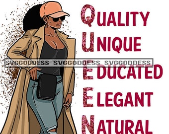 Afro Woman Quality Unique Educated Melanin African American Nubian Black Girl Magic SVG JPG PNG Vector Clipart Cricut Silhouette Cut Cutting