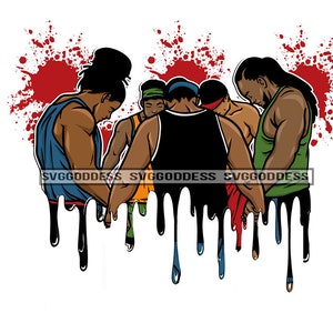 Group Of Black Afro Men Praying  Dripping Back Splash Holding Hands  God Lord African American JPG PNG Clipart Cricut Silhouette Cut Cutting