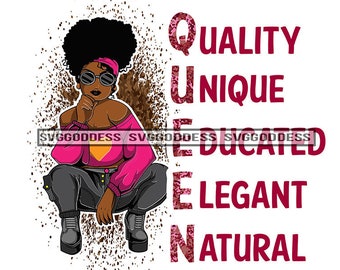 Afro Woman Quality Unique Educated Melanin African American Nubian Black Girl Magic SVG JPG PNG Vector Clipart Cricut Silhouette Cut Cutting