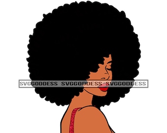Afro Dea Afroamericana Donna Grande Afro Acconciatura Diva Melanina Nubiana Ragazza Nera Magica JPG PNG Design Cricut Silhouette Taglio Taglio