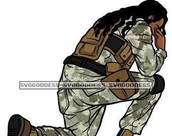 Afro Donna Nera Preghiera Militare Camuffamento Pistole Soldato Esercito Forza Guerriero Occupazione Forte JPG PNG Clipart Cricut Silhouette Taglio Taglio