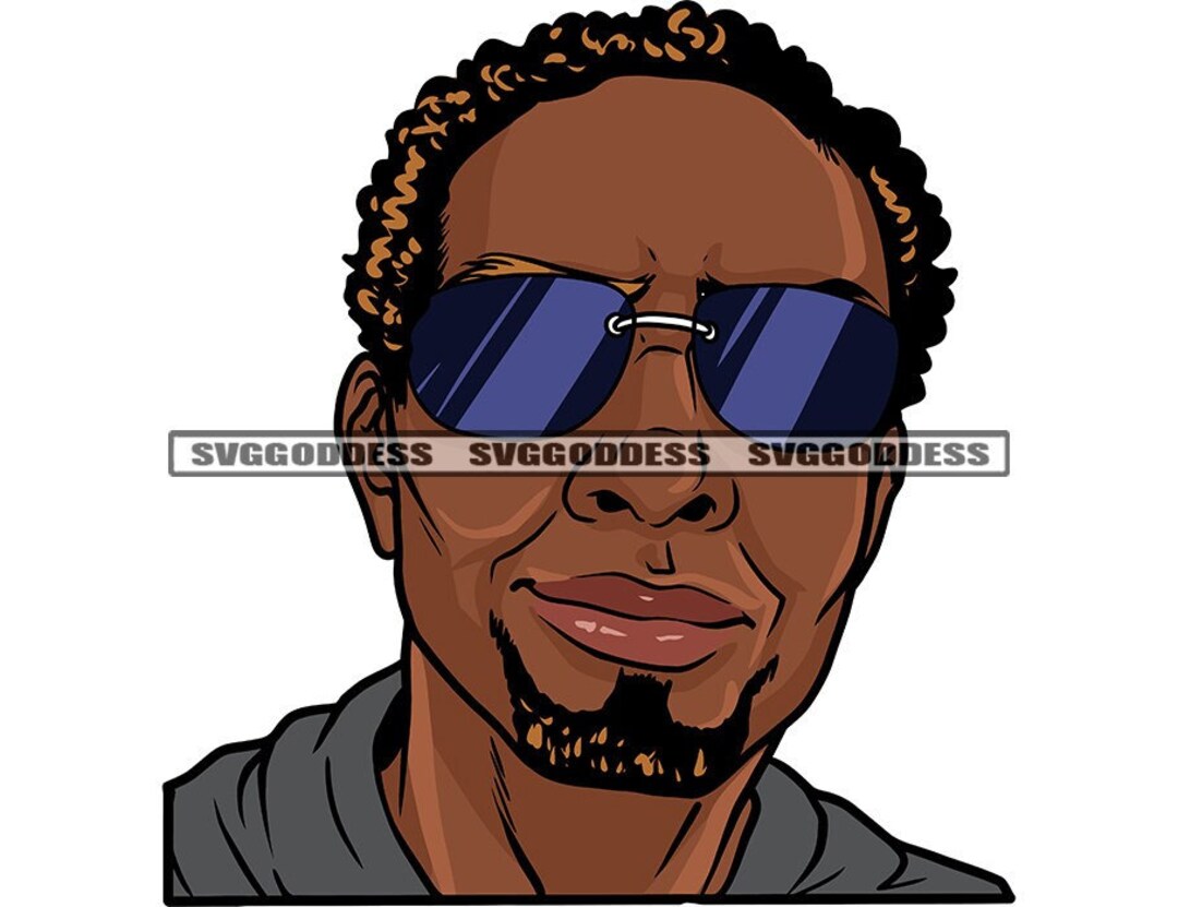 Afro Man Unshaved Sunglasses Goatee Portrait Handsome Manly Facial Hair