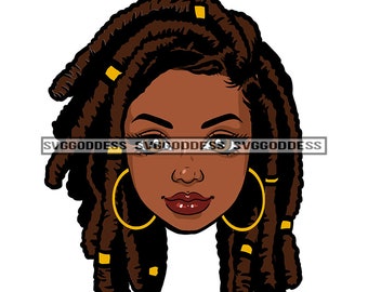 Afro Woman Beautiful Bamboo Hoop Earrings Black Girl Magic Nubian Lipstick Dreadlocks Hairstyle JPG PNG Designs Cricut Silhouette Cutting