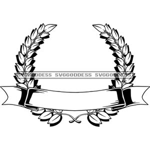 Lorbeerkranz Logo Banner Award Vintage Triumph Symbol Emblem Insignia Glory B/W SVG JPG PNG Vektor Clipart Silhouette Cut Cutting