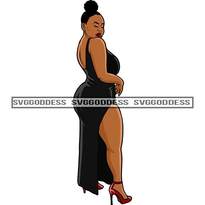 Afro Thick Sexy Woman Modeling Black Dress Curvy Bodacious - Etsy Israel