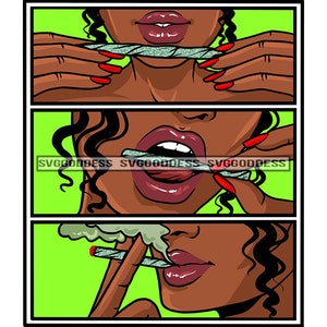3 in 1 Neon Zigaretten Designs Afro Frau Rauchen Rolling Joint Pot Organic Getting High Hash Buds JPG PNG Clipart Cricut Silhouette Cutting