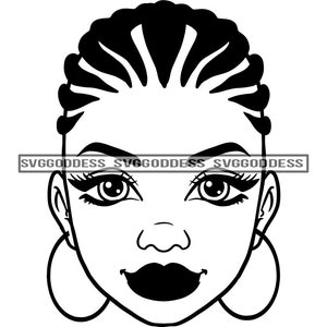 Afro Woman Braids Hairstyle Melanin Popping Make Up Goddess Nubian Black Girl Magic SVG JPG PNG Vector Clipart Cricut Silhouette Cut Cutting