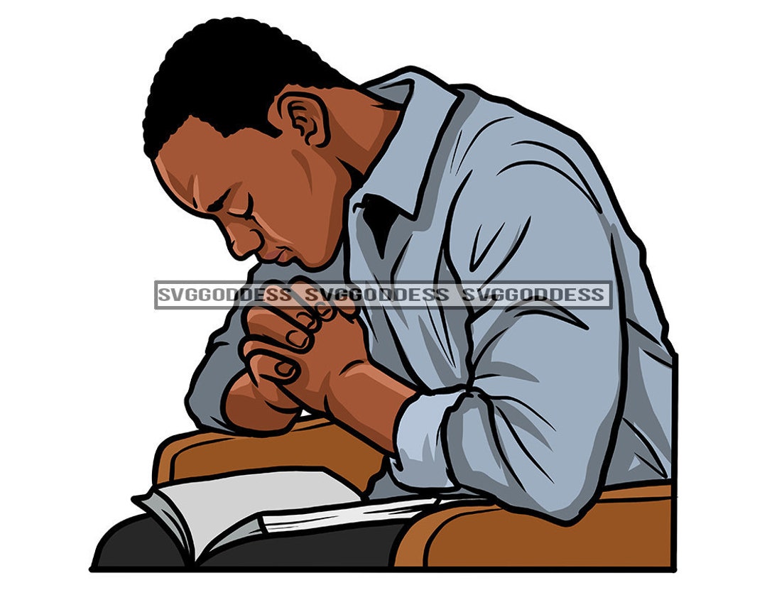 Afro Black Man Praying Pray Prayers Faith Meditation Bible Manly ...