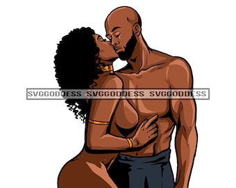 Afro Sexy Couple Romance Naked Body Black Woman Black Man Soulmate Goals Relationship True Love JPG PNG Design Cricut Silhouette Cut Cutting