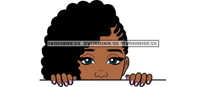 Afro Girl Peeking Peek a Boo Curly Hair Bun Braids Melanin | Etsy