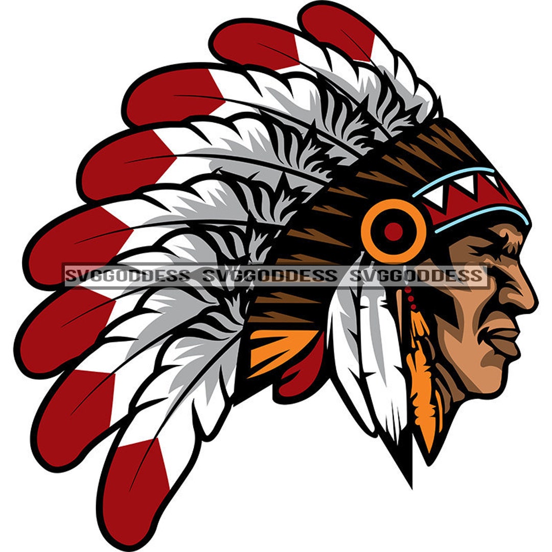 Native American Indian Side View Feathers Tribal Ethnic - Etsy
