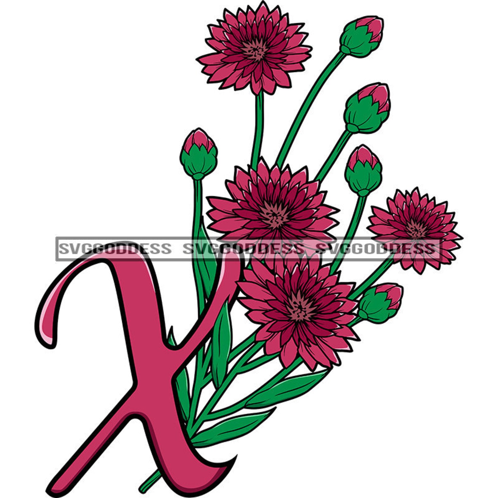 Alphabet Flower Letter X Pink Xeranthemum Flower Natural Etsy