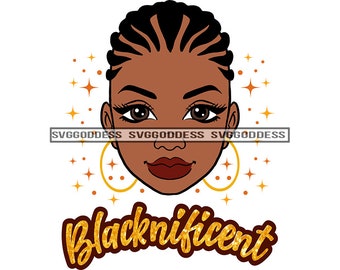 Afro Woman Blacknificent Queen Trenzas Peinado Melanin Nubian Black Girl Magic SVG JPG PNG Vector Clipart Cricut Silhouette Cut Corte