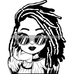 Afro Woman Wearing Glasses Black Girl Magic Nubian Melanin Popping African American SVG JPG PNG Vector Clipart Cricut Silhouette Cutting