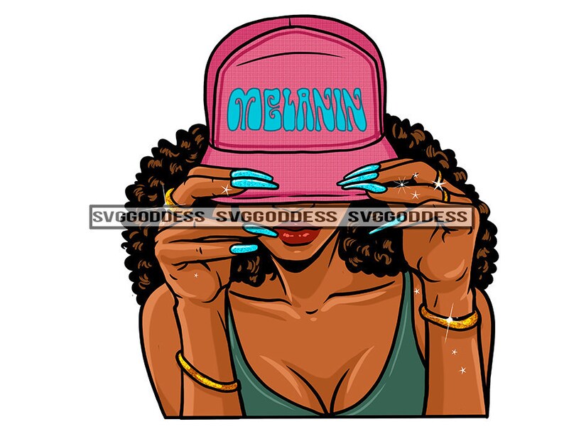 Afro Black Woman Wearing Baseball Cap Hat Fashion Headwear Etsy