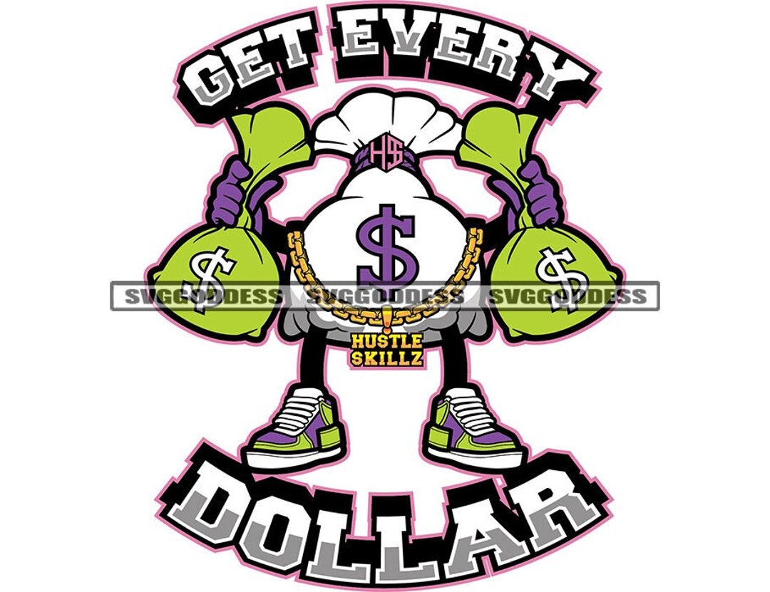 Green Money Bags Quote Stacks Currency Dollar Sign Lettering Etsy