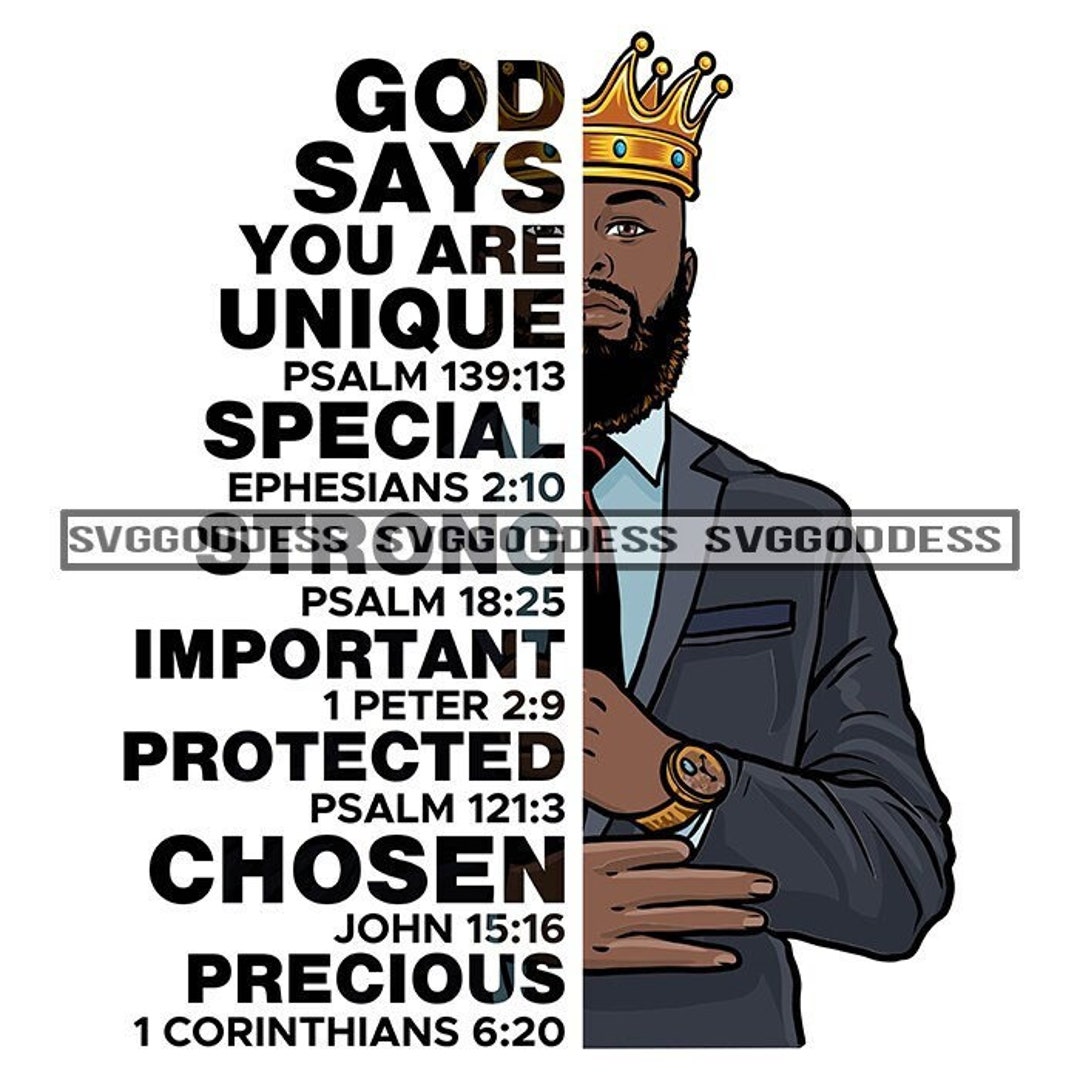 Afro King God Says You Are Unique Special Half Face Religious Quotes ...