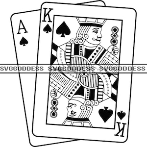 Card King Casino Poker Spade Gioco Gioco d'azzardo Royal Play Gamble Luck Vegas Ace Crown Face SVG JPG PNG Vector Clipart Cricut Sagoma Taglio