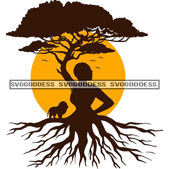 Afro Woman Brown Silhouette African Safari Body Roots Sun Background ...