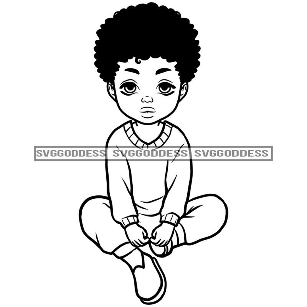 Afro Baby Boy Sitting Down Full Body Natural Hairstyle Fresh Haircut Black  Magic B/W SVG JPG PNG Design Clipart Cricut Silhouette Cutting - Etsy
