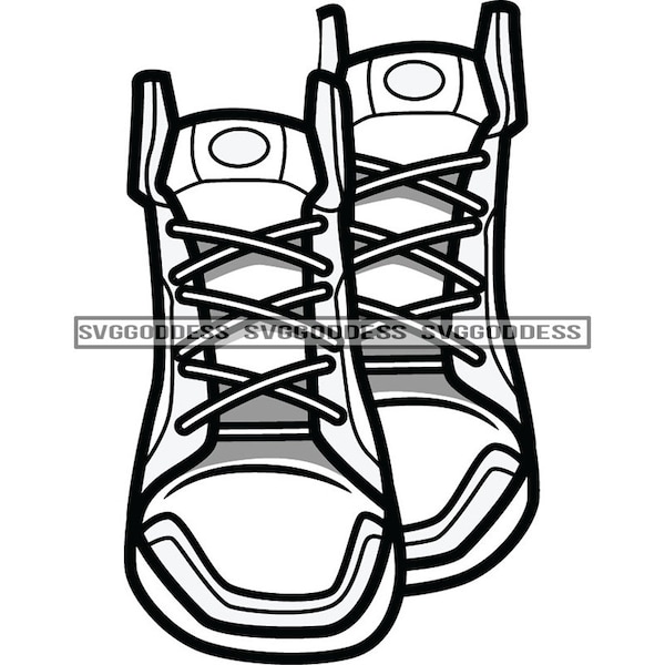 Girls Women White Sneakers Shoes Casual Footwear Sports  Shoelaces Fashion Activity Art SVG EPS JPG Png Clipart Cricut Silhouette Cutting
