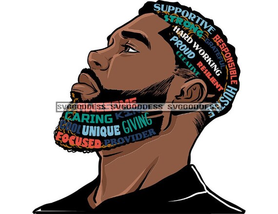 Afro Bearded Black Man Life Quotes Side View Handsome Manly - Etsy Australia Afro Bearded Black Man Life Quotes Side View Handsome Manly - Etsy Australia