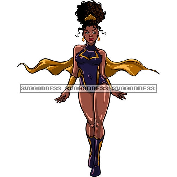 Afro Woman Super Power Cartoon Character Strong Body Suit - Etsy Afro Woman Super Power Cartoon Character Strong Body Suit - Etsy
