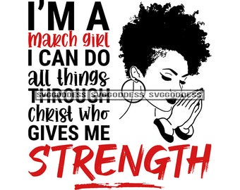 Afro Donna Che Prega Marcia Ragazza Citazioni religiose Forza Ragazza nera Melanina Coliy Acconciatura SVG JPG PNG Clipart Cricut Silhouette Taglio Taglio