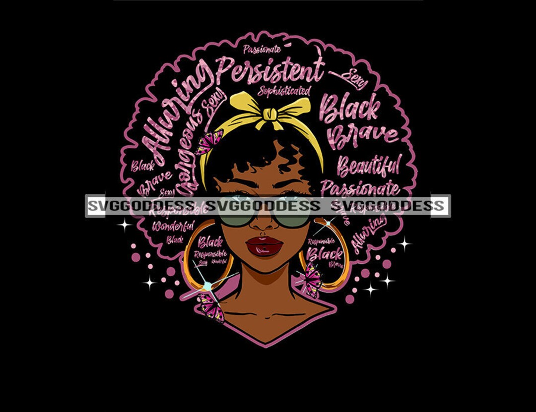 Afro Woman Alluring Persistent Brave Hair Quotes Melanin - Etsy India