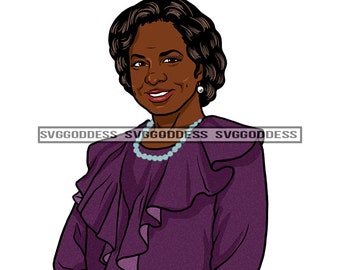 Afro Donna Maturo Abbigliamento Formale Outfit Melan nubiano Classe Nero Donna Grigio Corto Acconciatura JPG PNG Disegni Cricut Silhouette Taglio