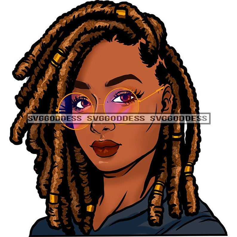 Afro Woman Beautiful Elegant Classy Glasses African American Diva Queen Dreadlocks Hairstyle JPG PNG Designs Cricut Silhouette Cut Cutting 