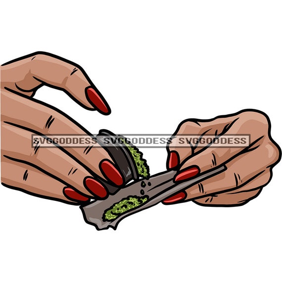 Woman Hands Holding Cigarette Joint Smoking Rolling Pretty Pot Etsy