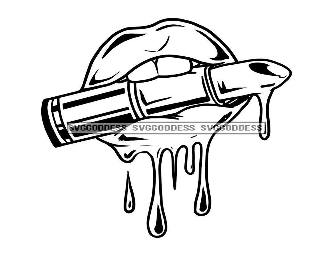 Lips Dripping Lipstick Lipgloss Teeth Sexy Mouth Sensual Artwork Blood