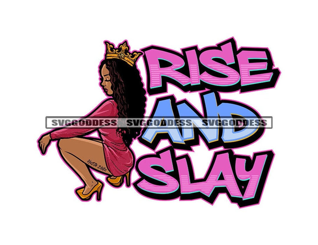 Afro Queen Sexy Woman Squatting Crown Life Quote Nubian Melanin African