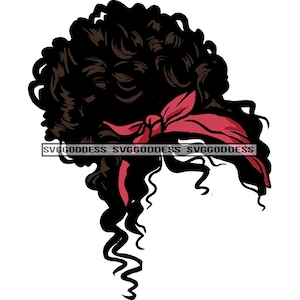 Afro Woman Faceless Wig Hair Only Flicks Pink Bow Trendy Black Curly Up Do Hairstyle SVG JPG PNG Vector Designs Cricut Silhouette Cutting